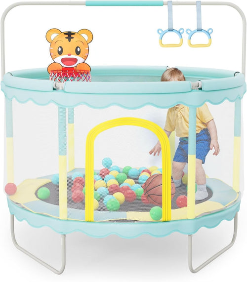 4FT Toddler Trampoline Kids Indoor Outdoor Play Set Enclosure Hoop