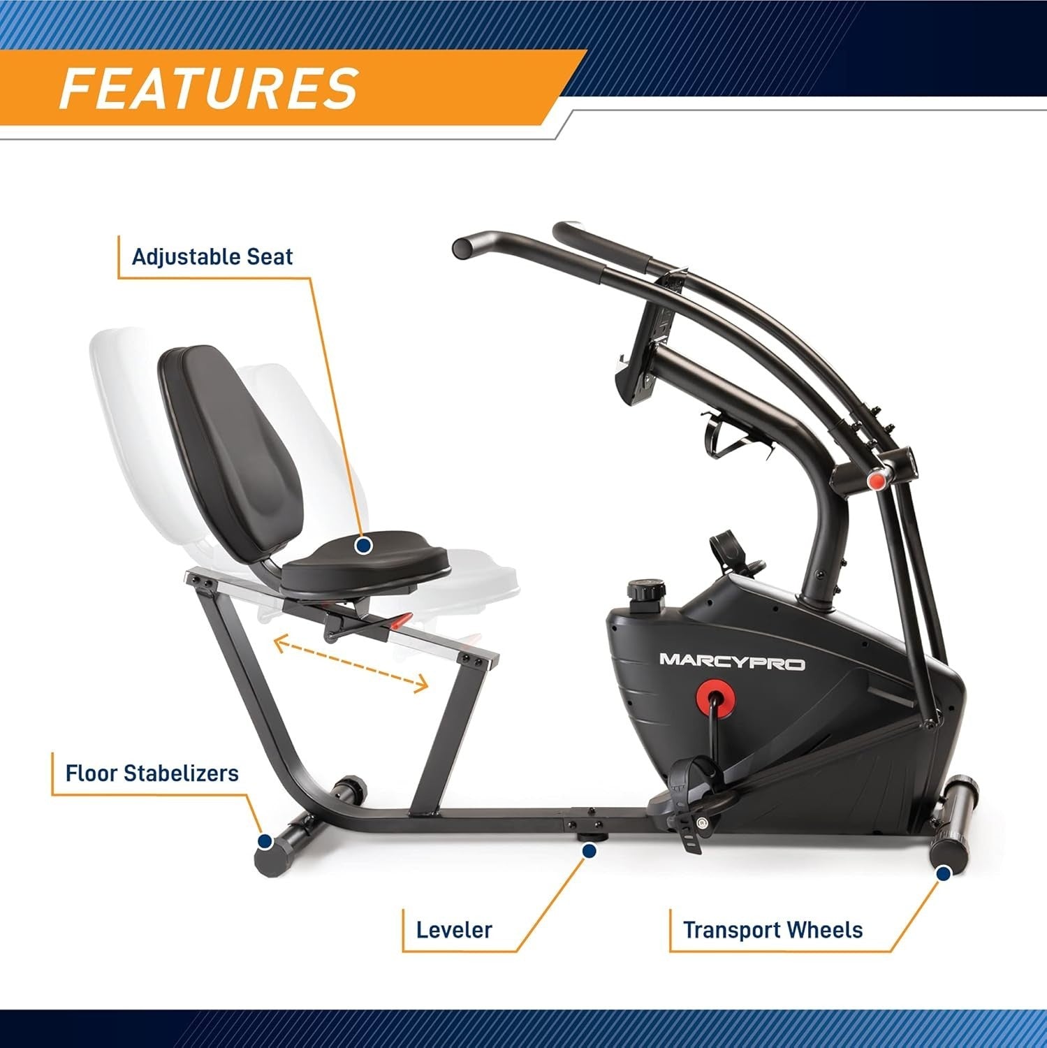 Recumbent Exercise Bike Magnetic Dual Action Arms LCD Adjustable Seat Home Gym