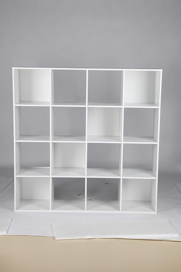 16 Cube Storage Unit White – Large Freestanding Bookshelf Display Shelves
