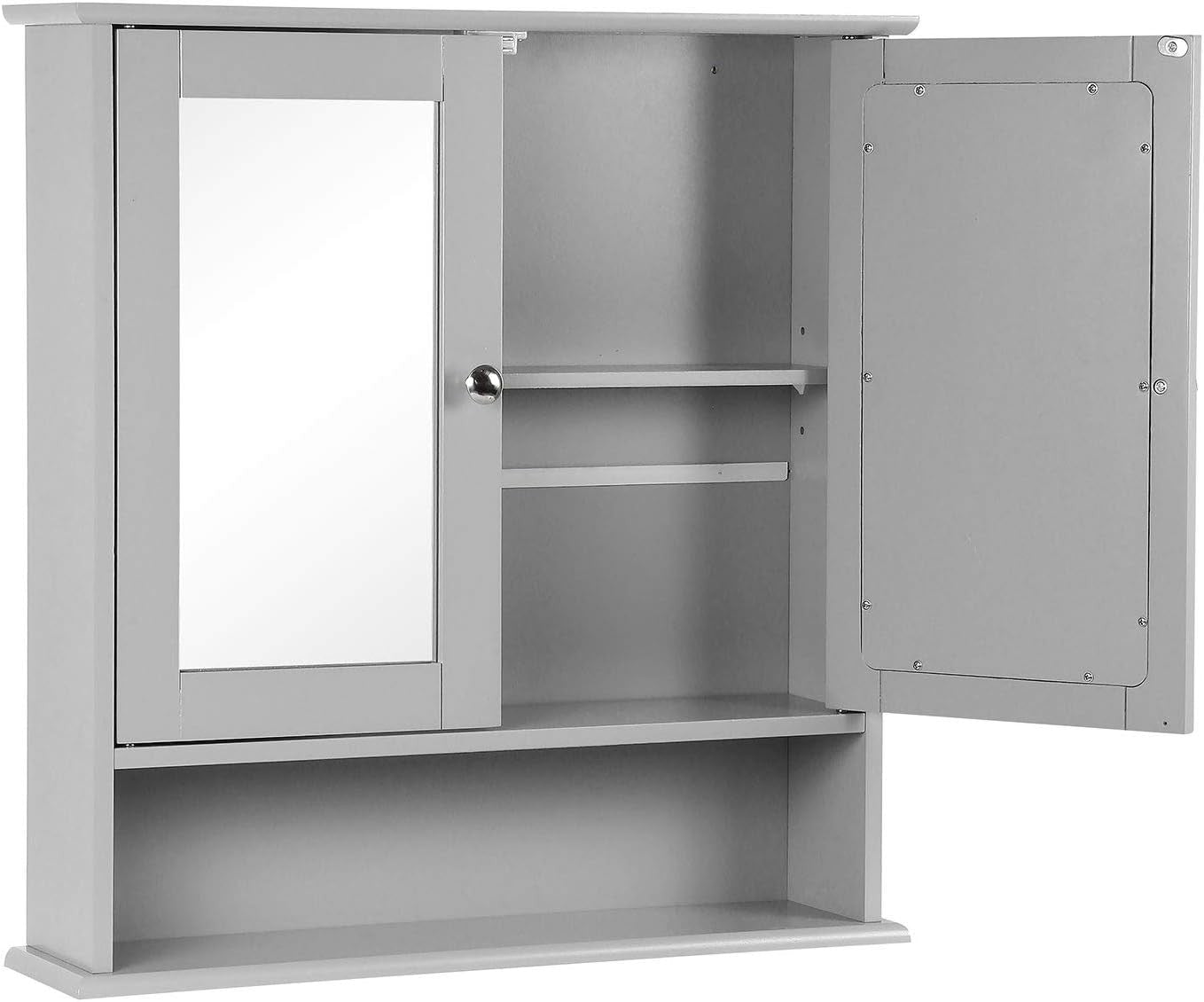 Bathroom Mirror Cabinet Double Door Wall Mounted Storage with Adjustable Shelves