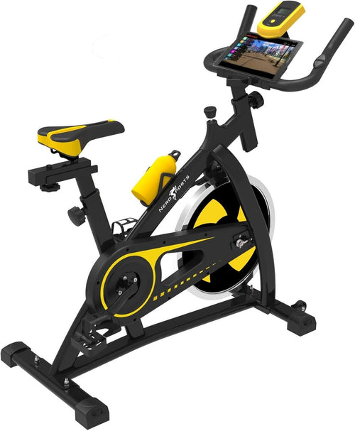 Indoor Exercise Bike w/ LCD Monitor, 12kg Flywheel, Adjustable Seat