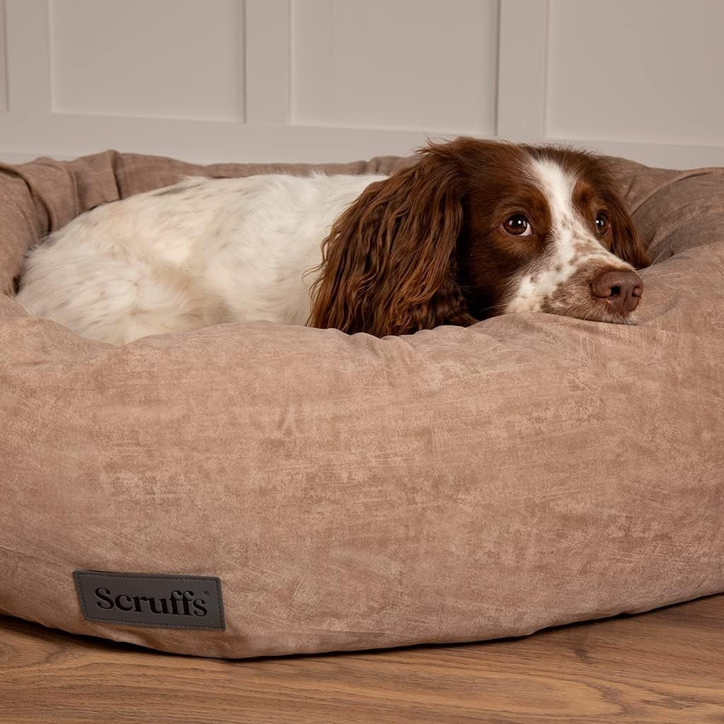 XL Ring Dog Bed 75cm Washable Velvet Desert Sand