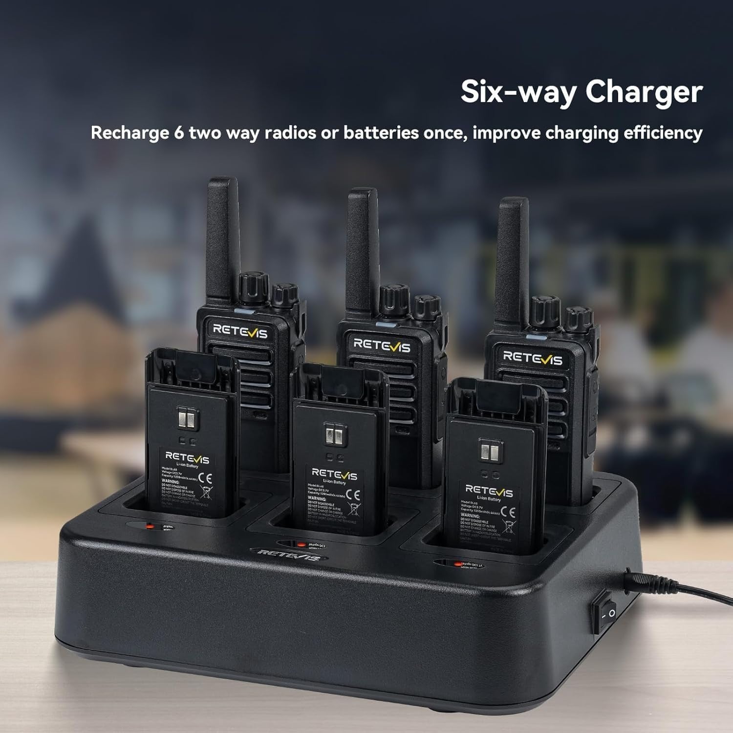 Walkie Talkies 6 Pack Long Range 2 Way Radio w/ Screen Charger VOX