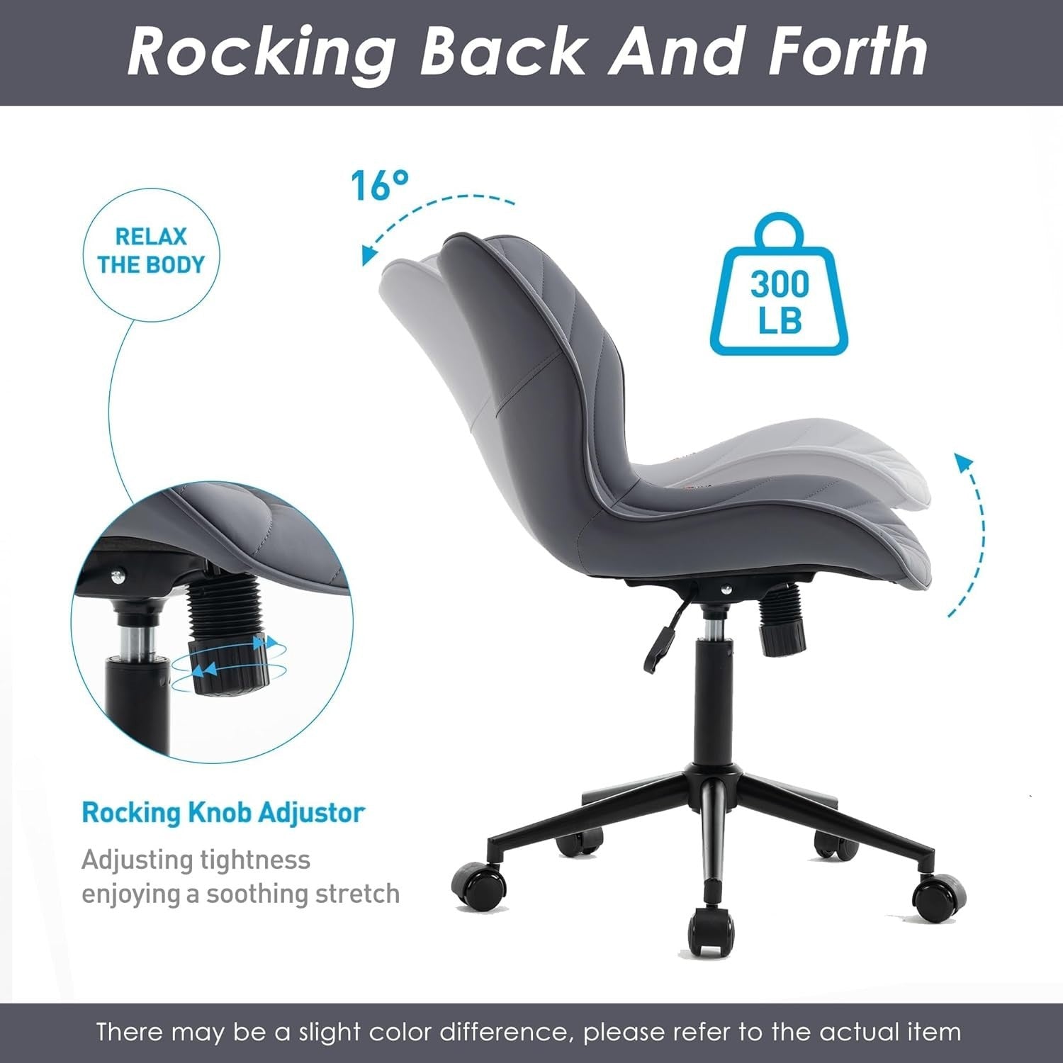 Purple Faux Leather Home Office Desk Chair Swivel Armless Ergonomic Rocking Seat