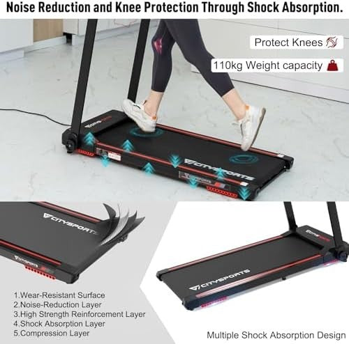 Foldable Electric Treadmill Home Walking Running Machine Bluetooth 2HP