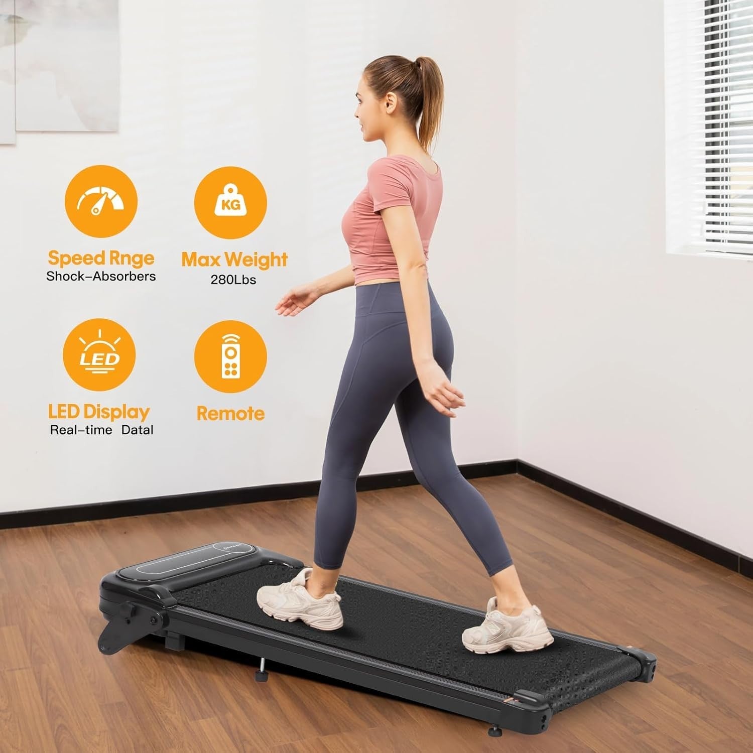 Under Desk Treadmill Walking Pad 6.5km/h Incline Home Office Gym