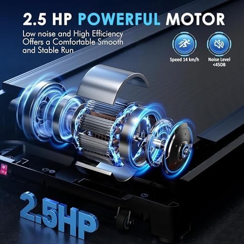 Foldable Home Treadmill 2.5HP 1-14 KM/H Shock Absorption Touchscreen