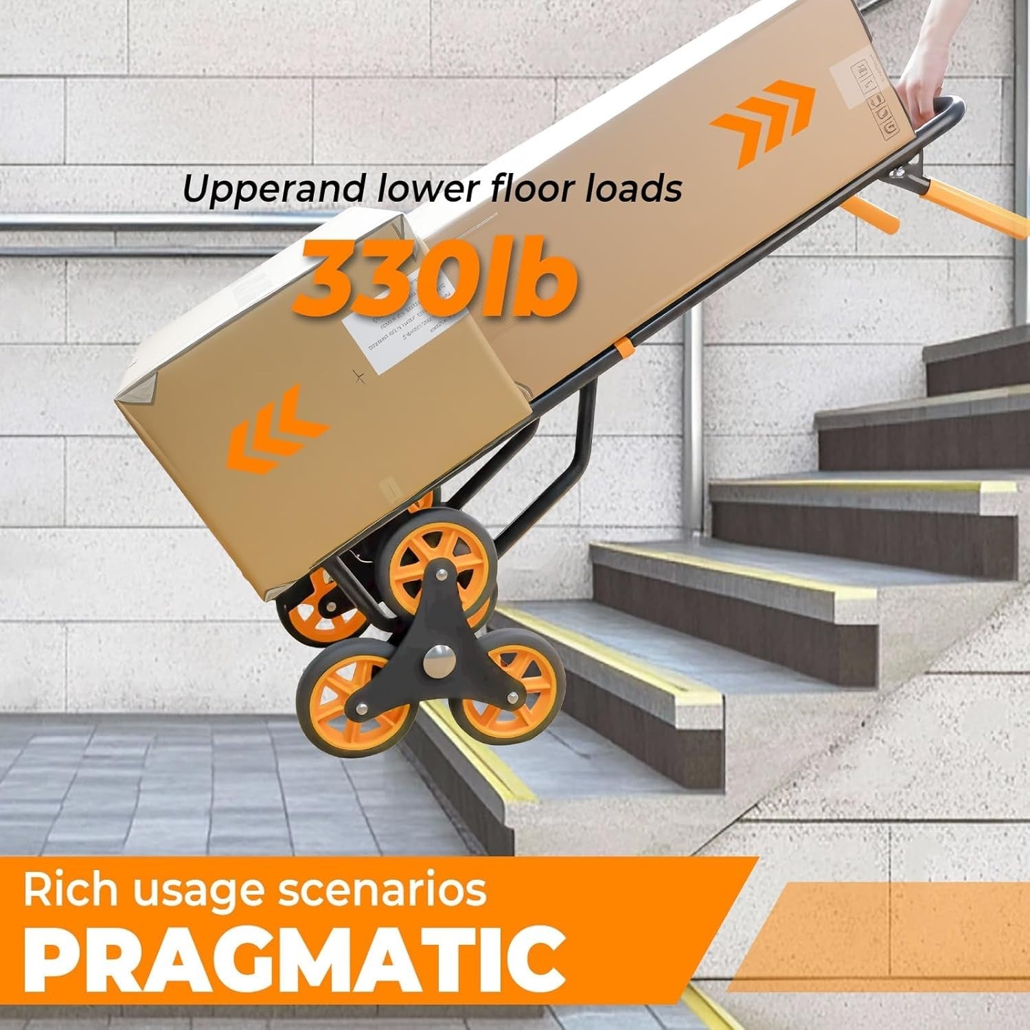 Stair Climbing Hand Truck 440lb Folding 6 Wheel Dolly w Elastic Ropes
