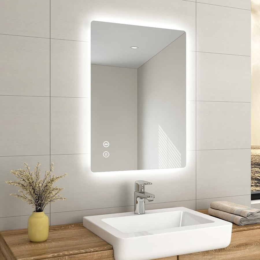 Bluetooth LED Bathroom Mirror with Anti-Fog Touch & Shaver Socket 60x80cm