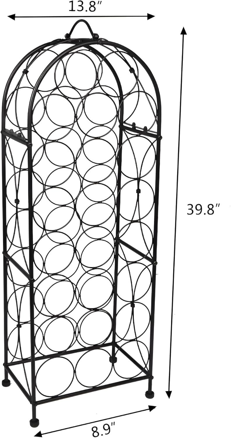 23 Bottle Wine Rack Free Standing Metal Storage Shelf Tall Slim Floor Display