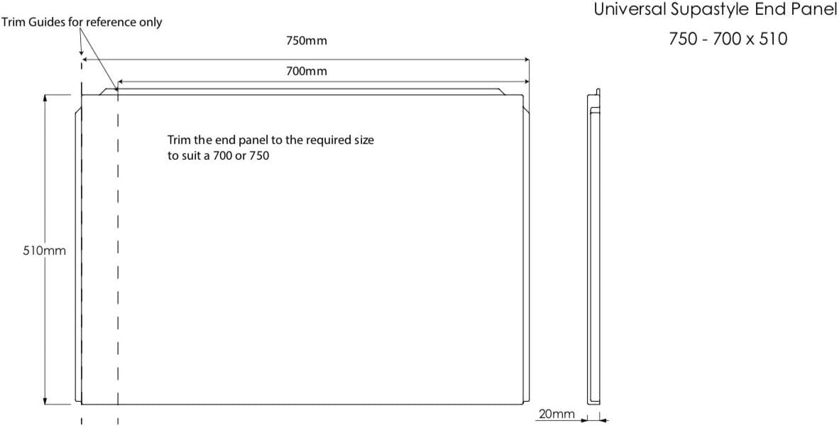1700x700mm Double Ended Straight Bath with Panels – White Gloss Acrylic Tub