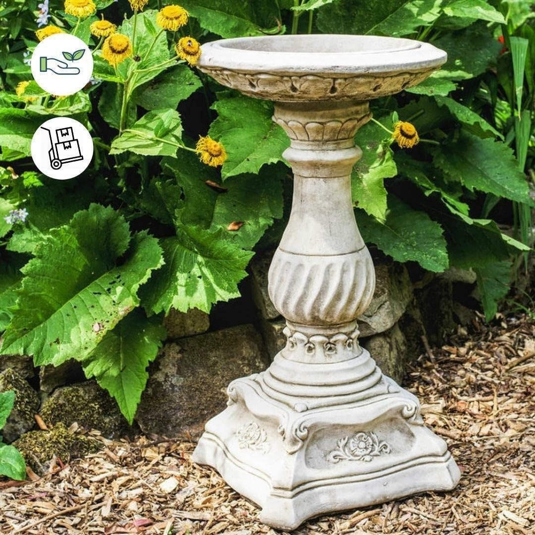 Stone Garden Bird Bath 80cm | Classic Devon Design Outdoor Ornament Feeder