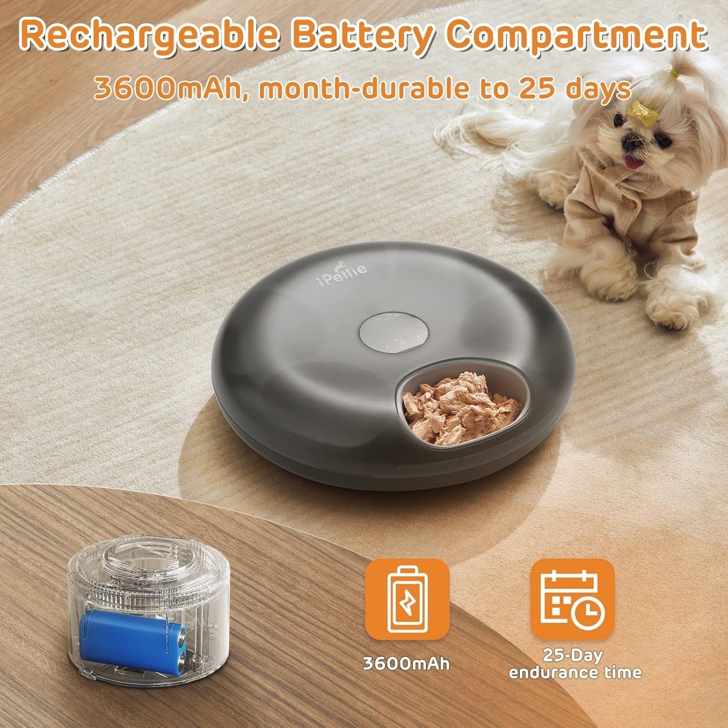 Automatic Pet Feeder 6 Meal Cordless Wet Dry Food Timer Ice Pack Tray