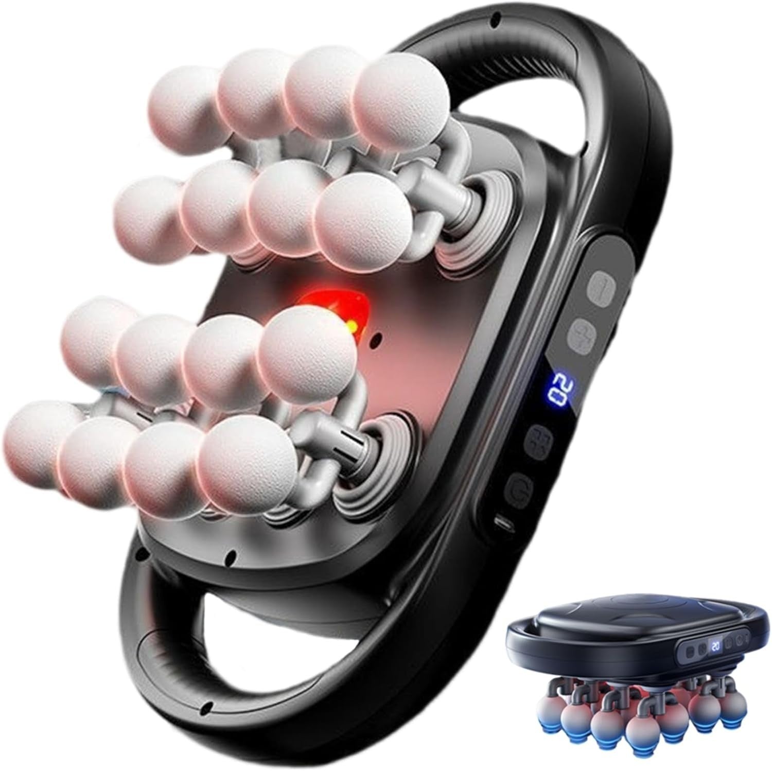 16 Head Back Massager Deep Tissue Muscle Relief 30 Intensities Rechargeable