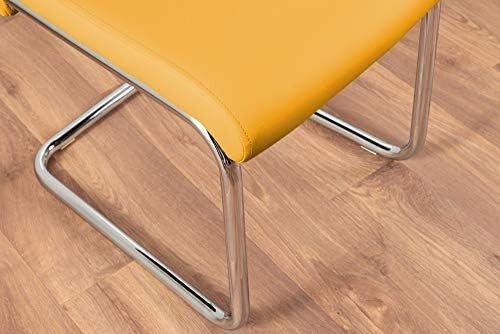 Modern Grey/White Glass Dining Table + 6 Mustard Chairs 160x90x76cm