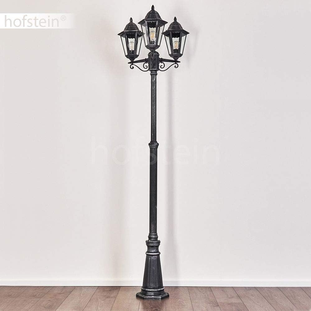 Lignac 245cm 3-Arm Vintage Outdoor Lamp Post Black Silver IP44