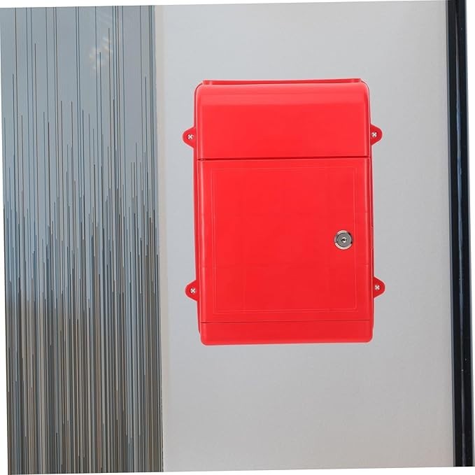 Wall Mounted Lockable Mailbox Red Polypropylene Secure Outdoor Post Box 34.5cm