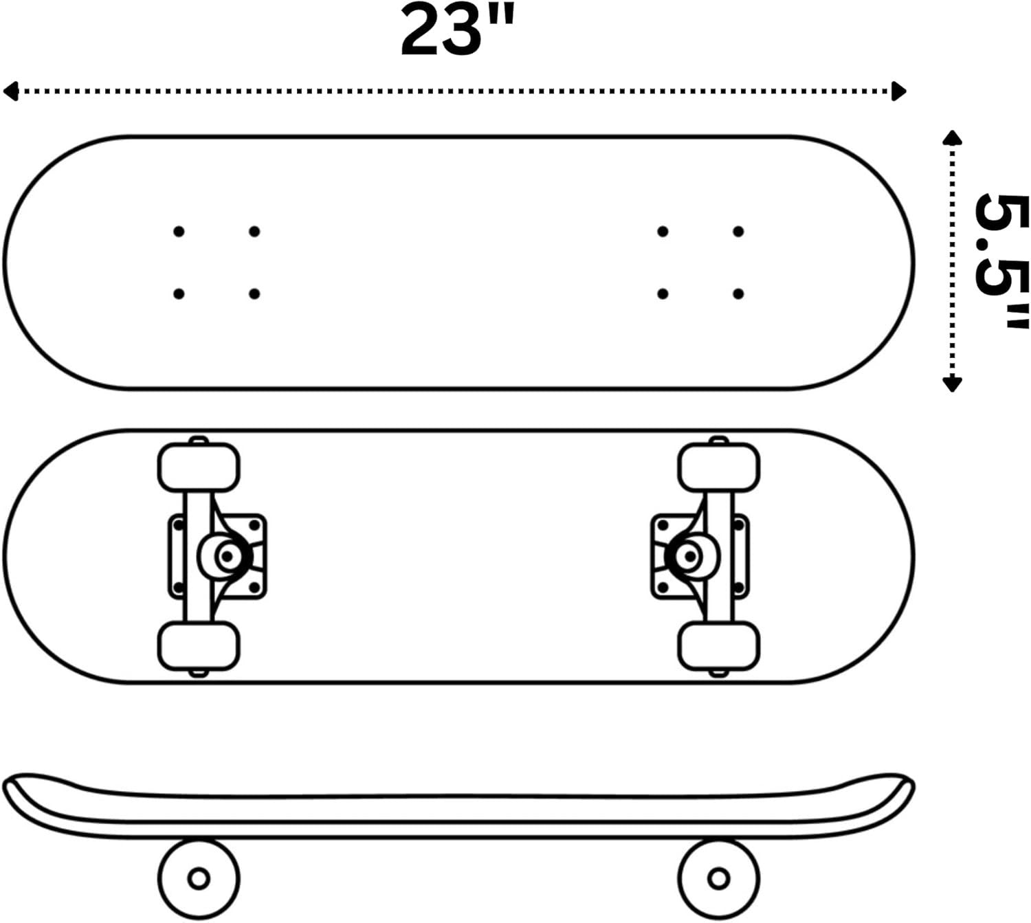 23" Kids Beginner Skateboard Maple Double Kick Youth Trick Board Boys Girls