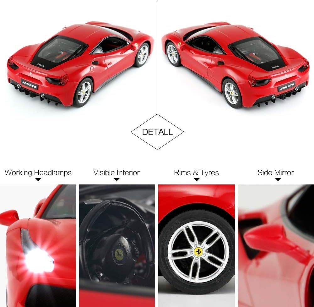 1:14 RC Car – Red 488 GTB Remote Control Toy Car for Kids & Boys