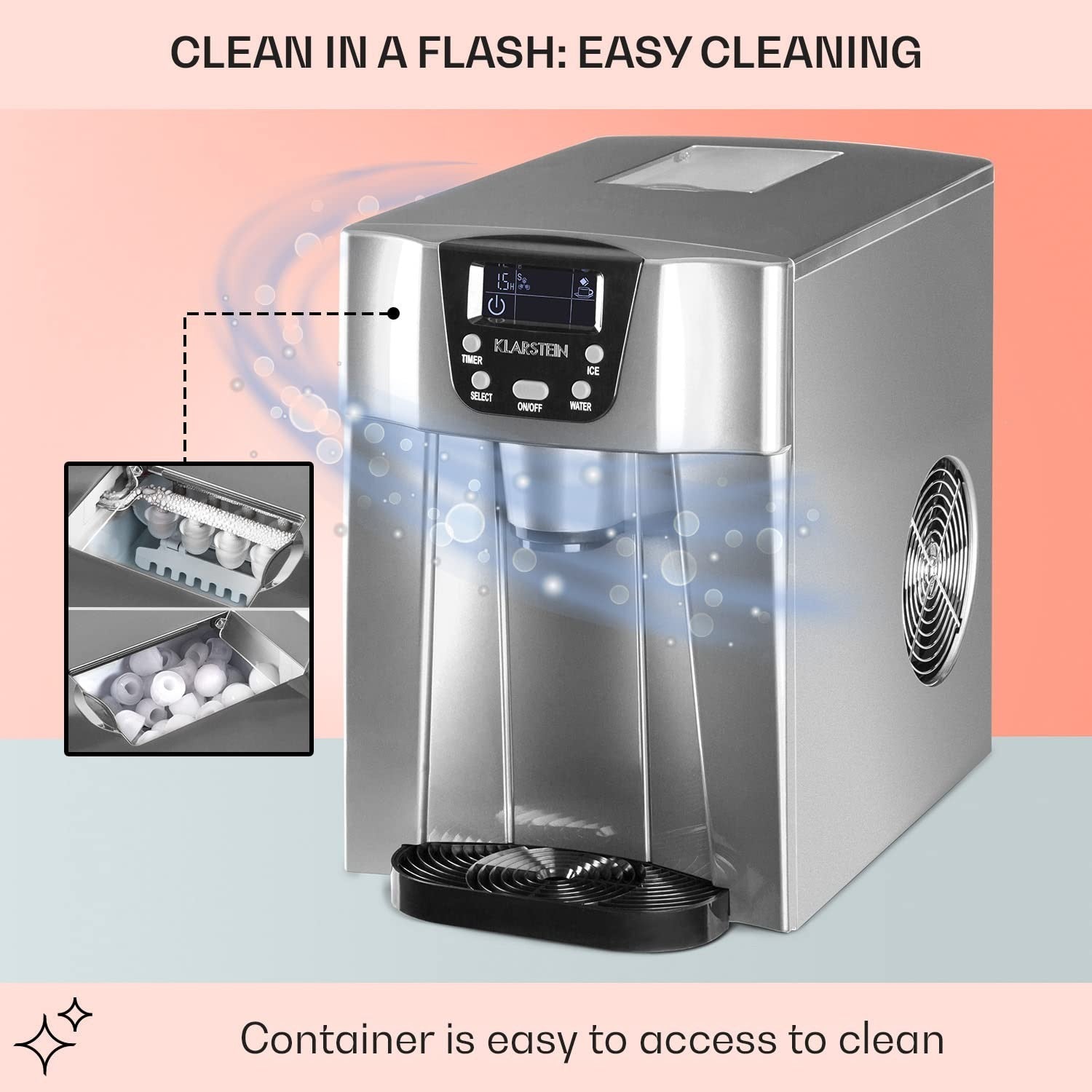 Countertop Ice Maker Bullet Cubes Fast 12kg/24h Cold Water Dispenser