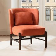 Chenille Accent Chair Orange Armless Tub Chair with Pillow