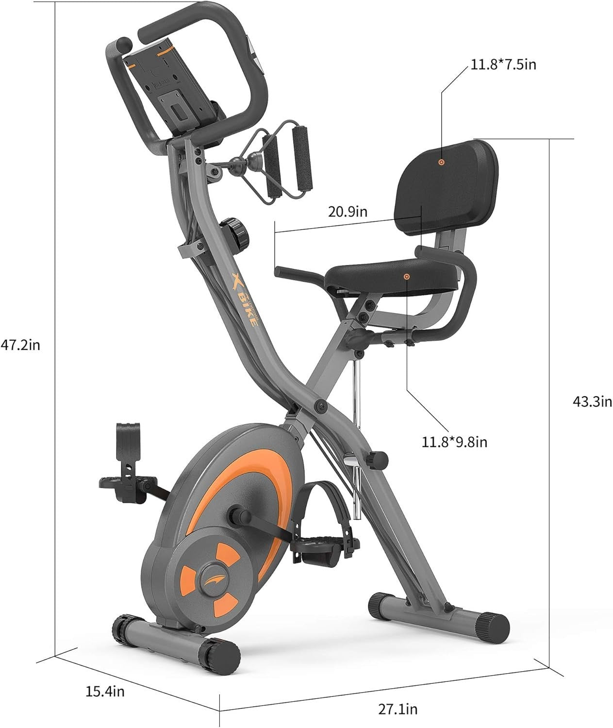 Foldable Magnetic Exercise Bike w/ 12 Levels, Arm Bands, LCD & Pulse Sensors