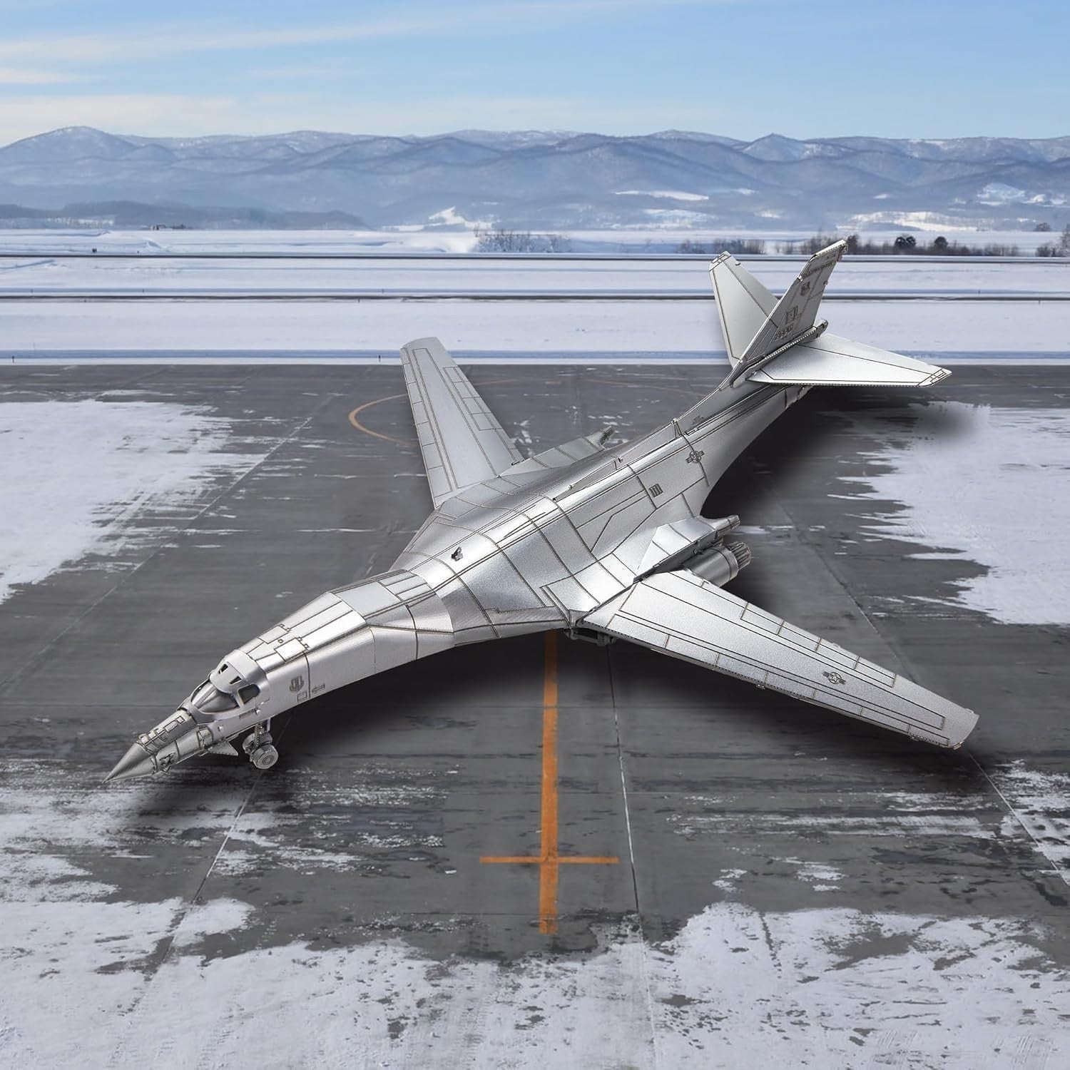 3D Metal B-1 Bomber Puzzle Model Kit - Stainless Steel, DIY, 84 Pieces