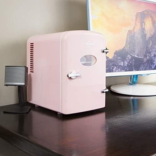 4L Mini Fridge Pink Retro Cooler Portable 12V AC/DC Tabletop