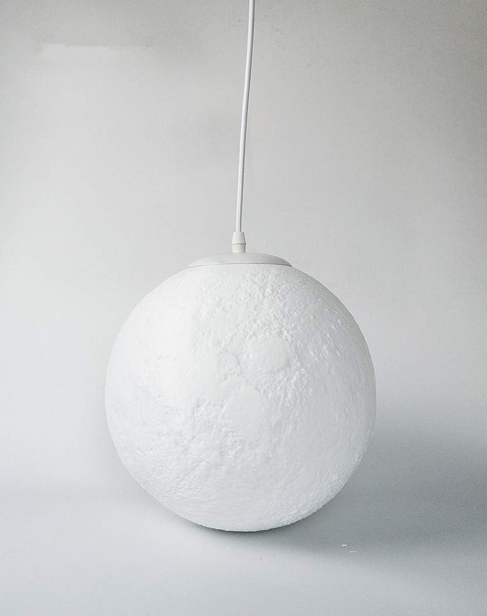3D Moon Pendant Light White Globe Ceiling Shade 22cm E27 Hanging Lamp