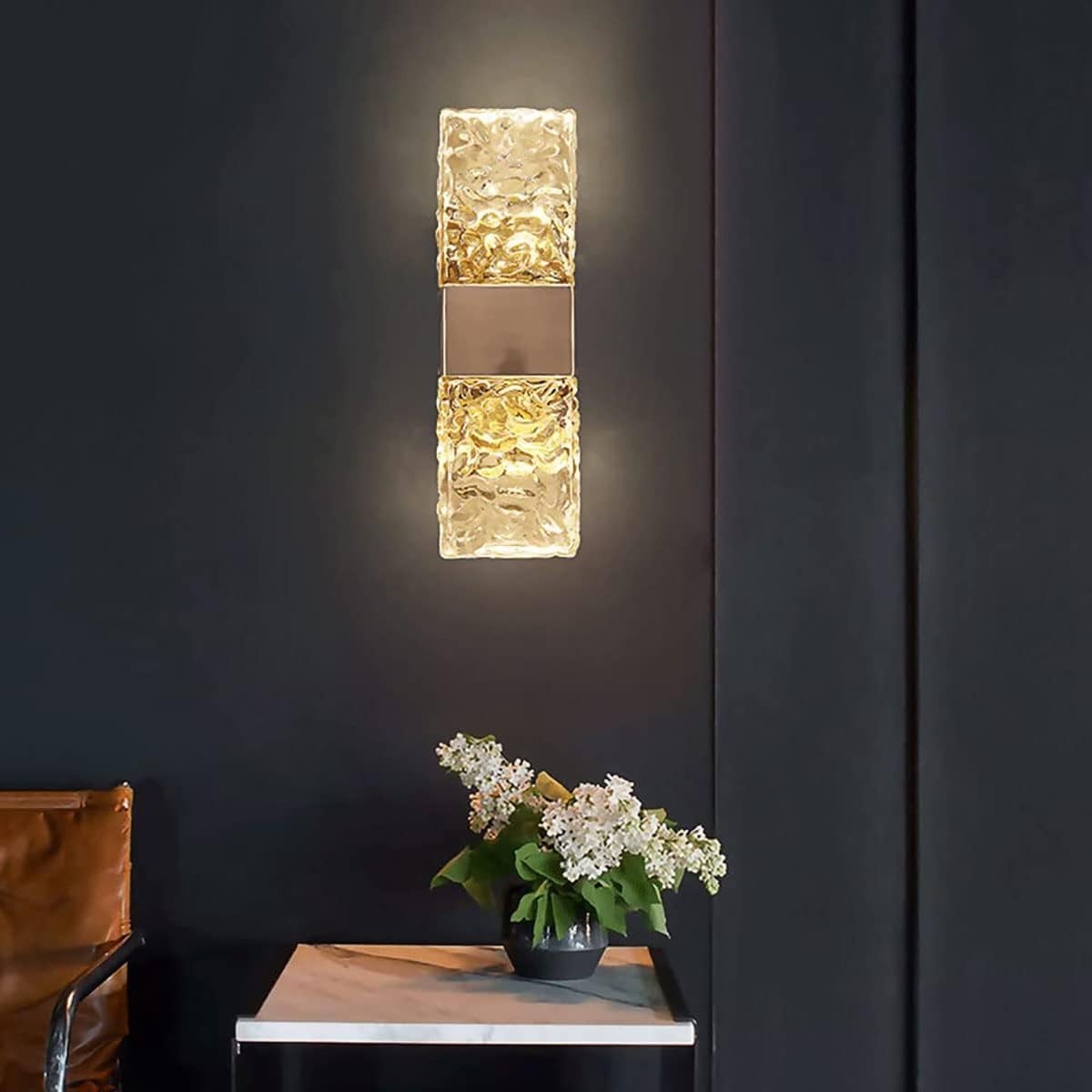 Golden LED Wall Light Fixture with Nordic Crystal, Energy Saving, Indoor