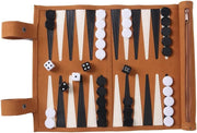 Travel Backgammon Set Roll Up Leather Board Portable 2 Player Game