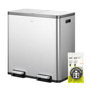 60L Dual Recycling Kitchen Bin 30L+30L Matt Black Pedal
