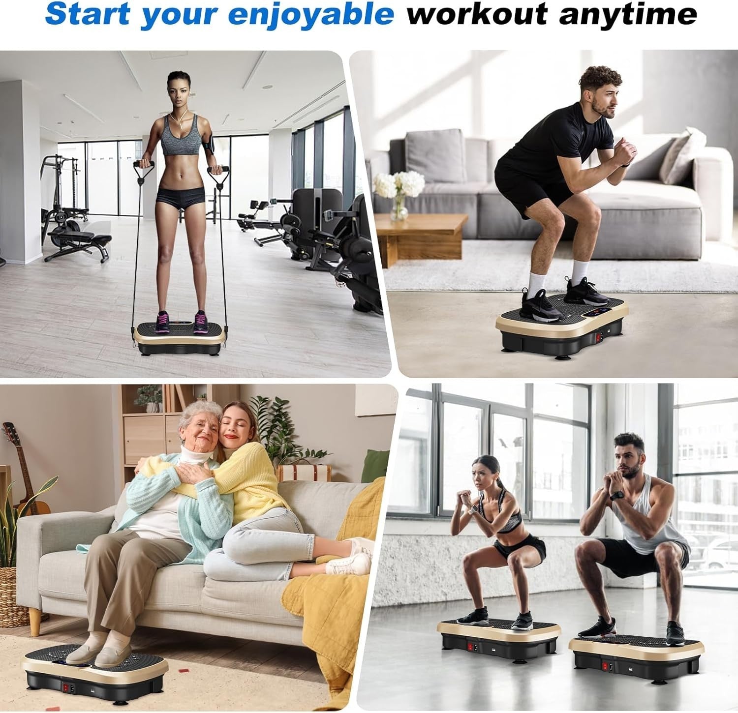 Gold Vibration Plate Exercise Machine Weight Loss Lymphatic Drainage 99 Levels