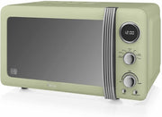 20L Retro Microwave 800W, 5 Power Levels, Digital Timer & Defrost Function