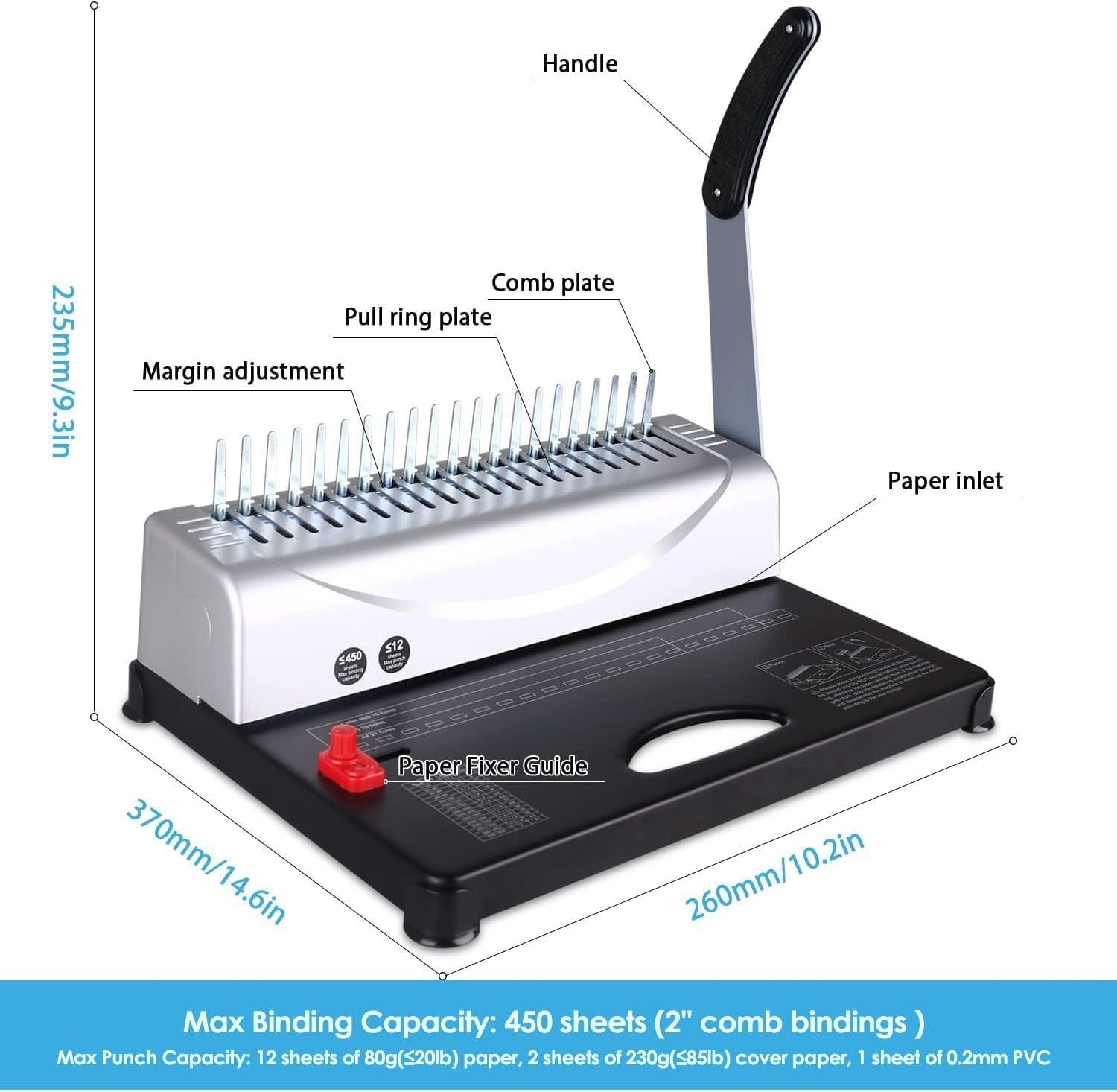 21 Hole Binding Machine A4 A5 Heavy Duty Comb Binder Paper Punch Kit