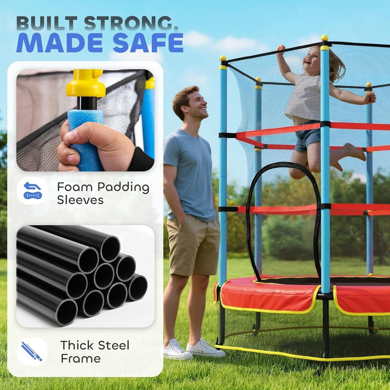 6FT Kids Trampoline Safety Enclosure Springless Indoor Outdoor 50KG