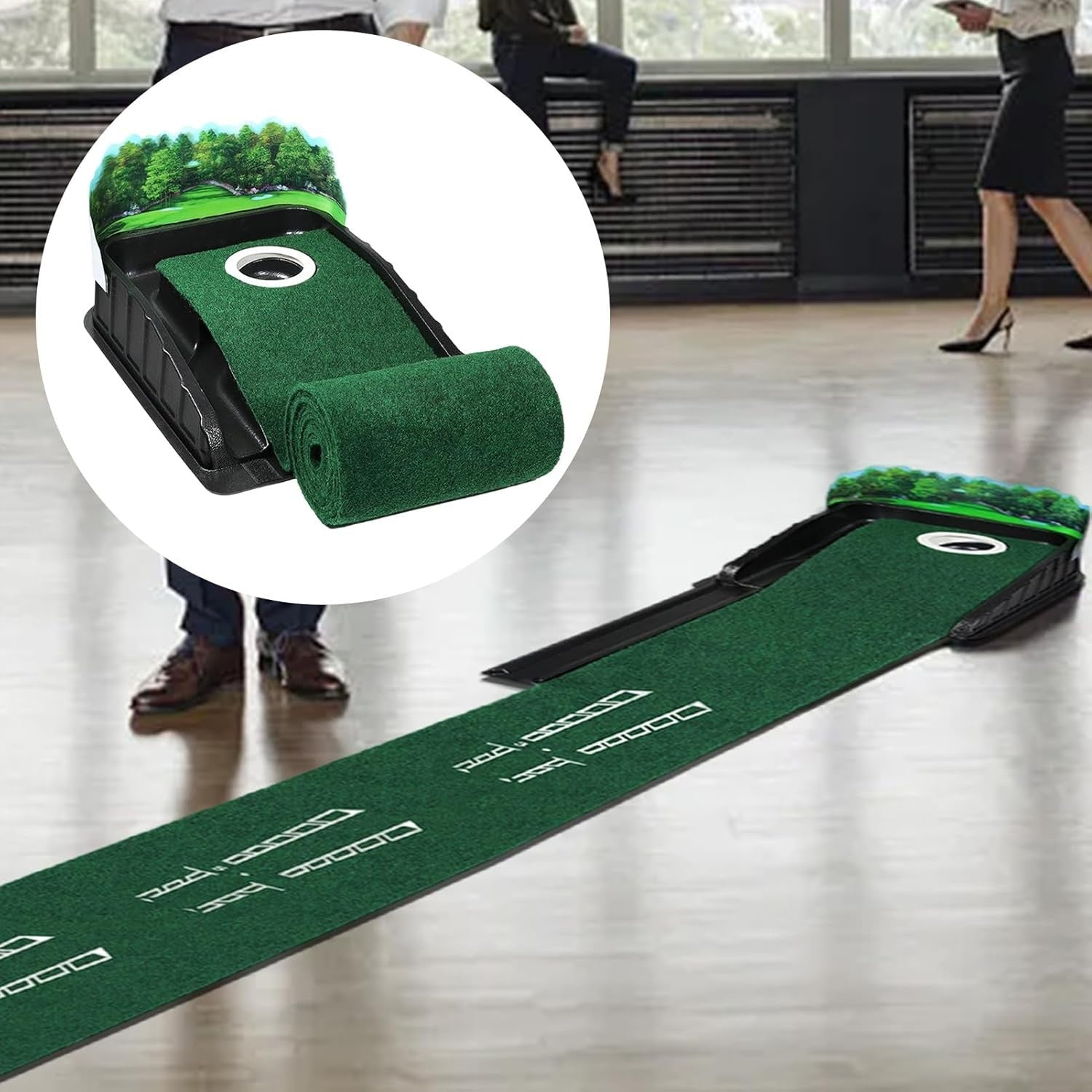 Golf Putting Mat Practice Green 4x3ft Auto Ball Return Indoor Outdoor