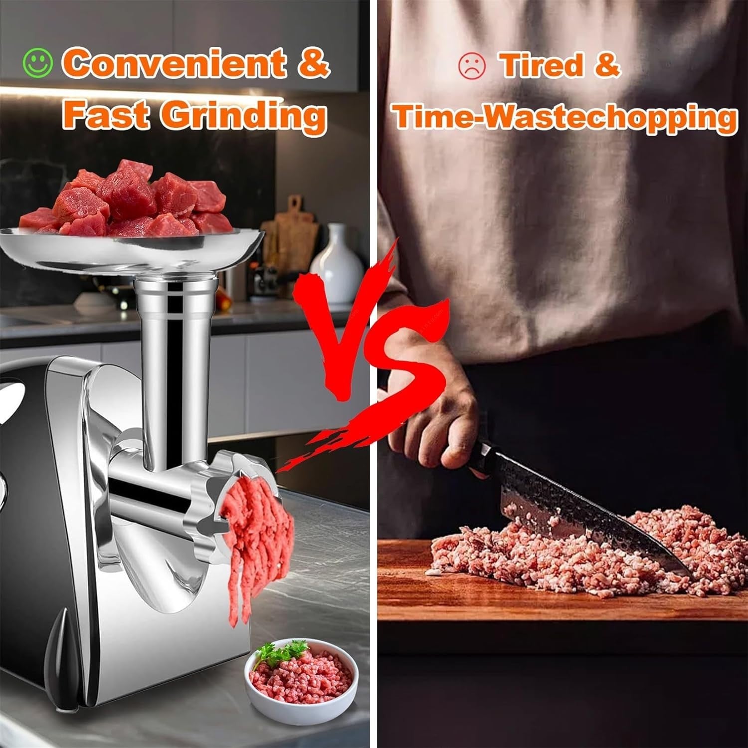 2800W Electric Meat Grinder Sausage Maker Mincer 3 Steel Plates