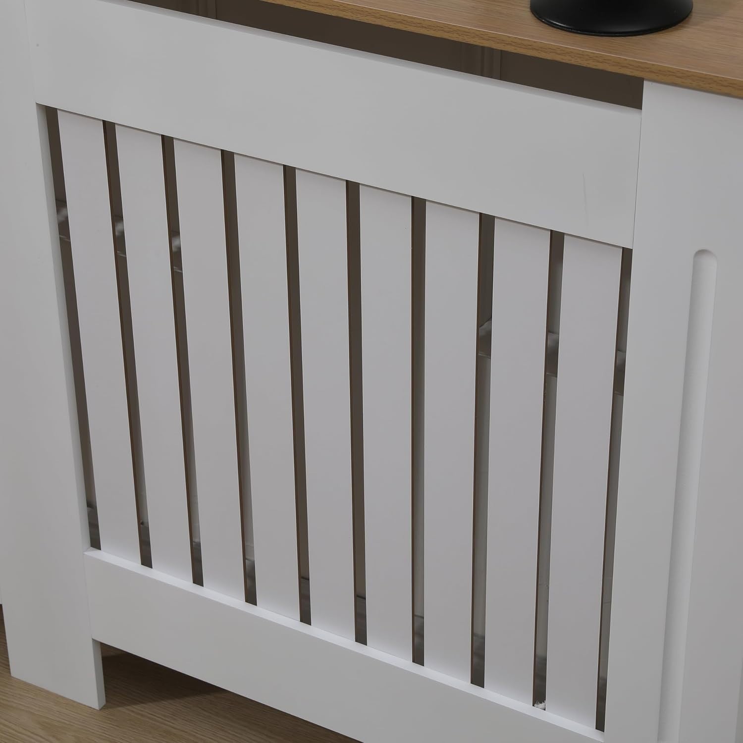 Extra Large Radiator Cover | White Oak Vertical Slat MDF Cabinet – Modern Design