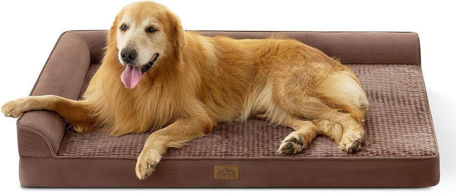 Extra Large Orthopedic Dog Bed L Shape Sofa Washable Brown