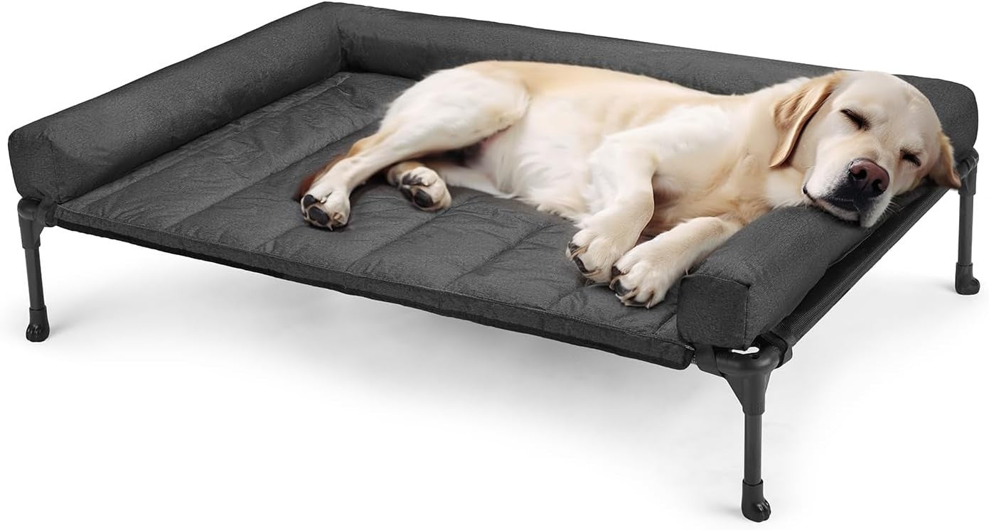 Large Elevated Dog Bed 107x76cm Cooling Mesh Washable