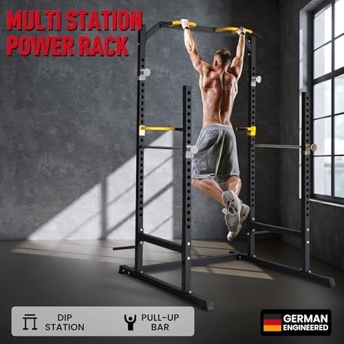 Ultrasport Power Rack Fitness Cage Home Gym Full Body Training Black/Yellow