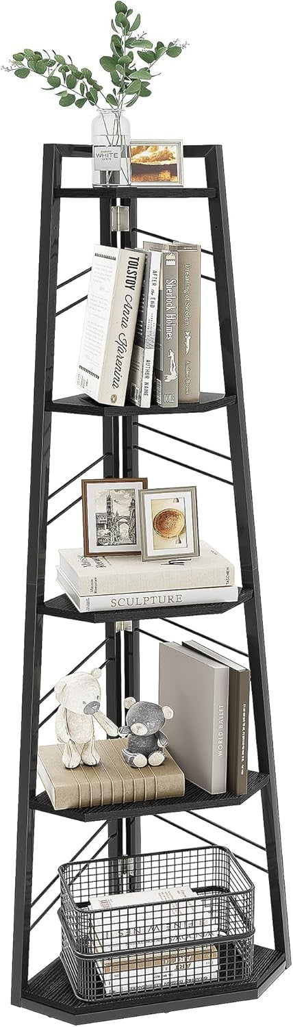 Tall 5-Tier Corner Ladder Shelf – Modern Space-Saving Display Unit for Home & Of