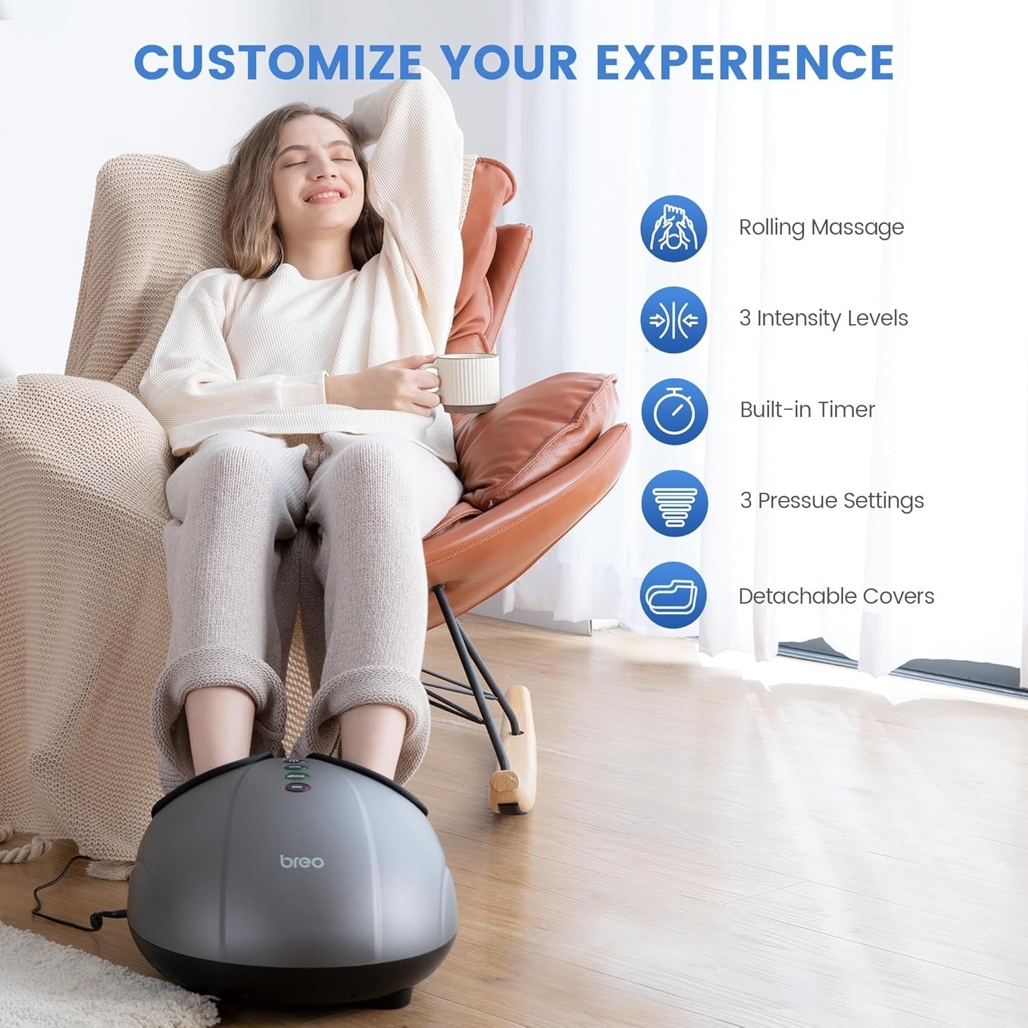Foot Massager with Heat & Air Compression for Pain Relief & Relaxation