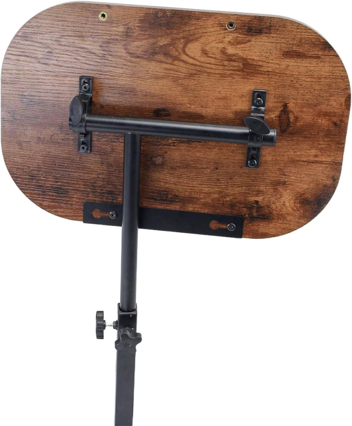 Adjustable C Shaped Side Table Swivel Laptop Desk for Sofa Bed Rustic Wood