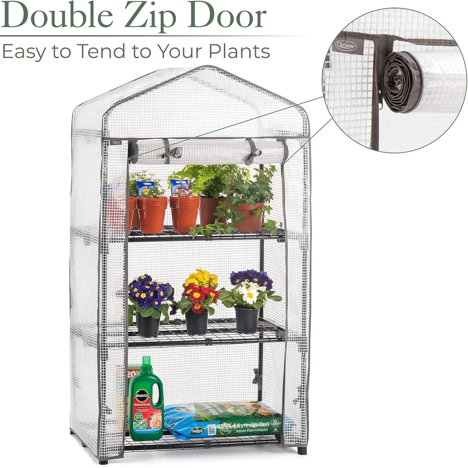 3 Tier Mini Greenhouse with Reinforced PE Cover | Compact Outdoor Growhouse