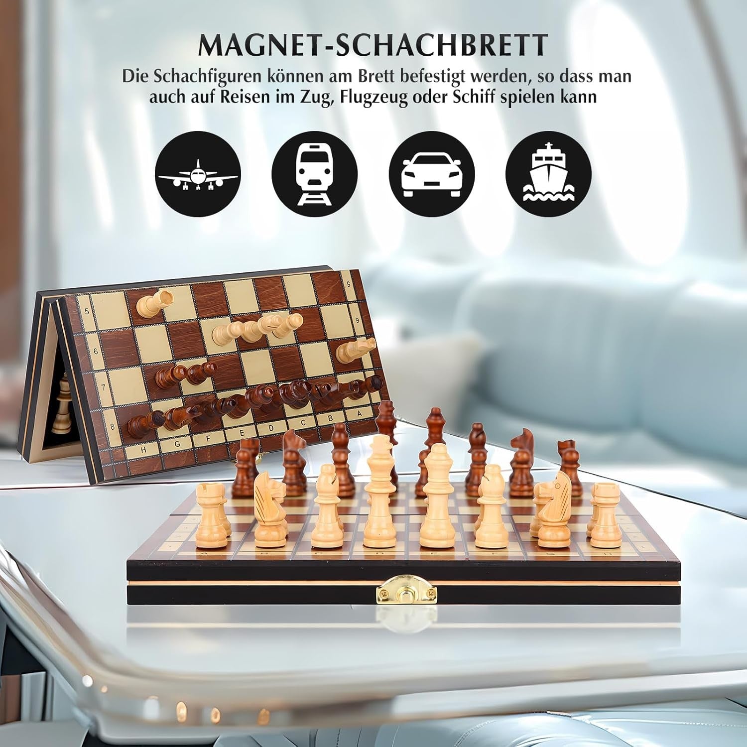 24×12cm Folding Magnetic Wooden Travel Chess Set | Portable Board for Kids & Adu
