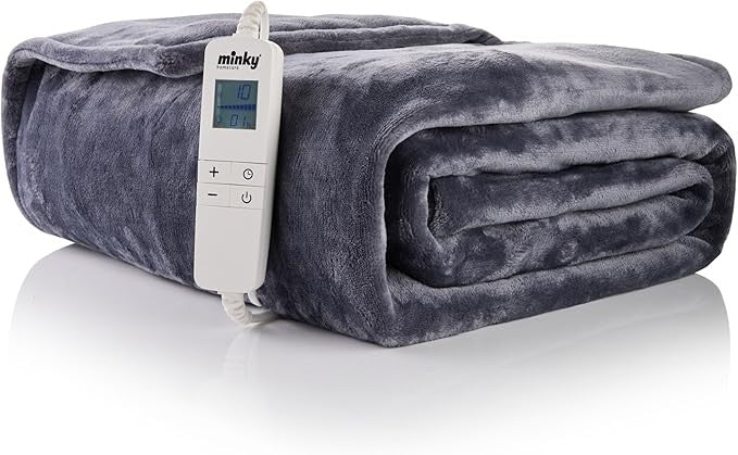 Electric Heated Throw Blanket 180x135cm 10 Heat Settings Washable Grey