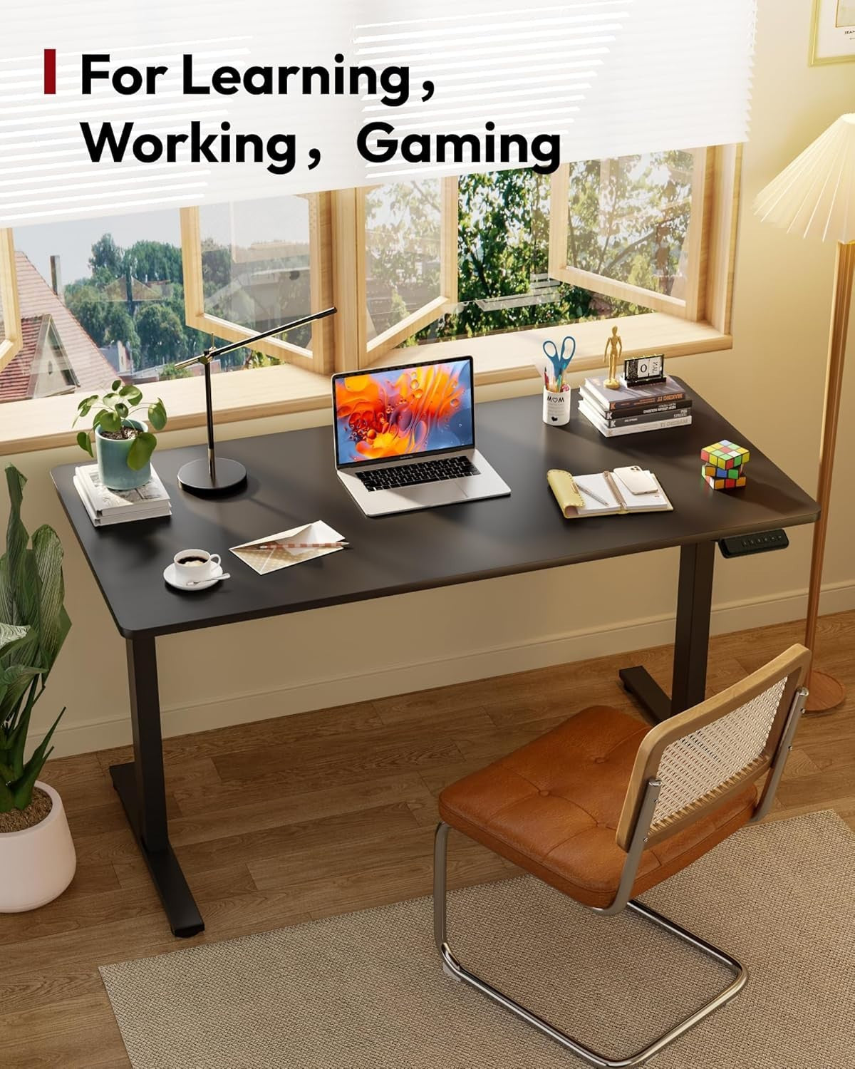 Black Electric Standing Desk 120x60cm with Memory & Adjustable Height