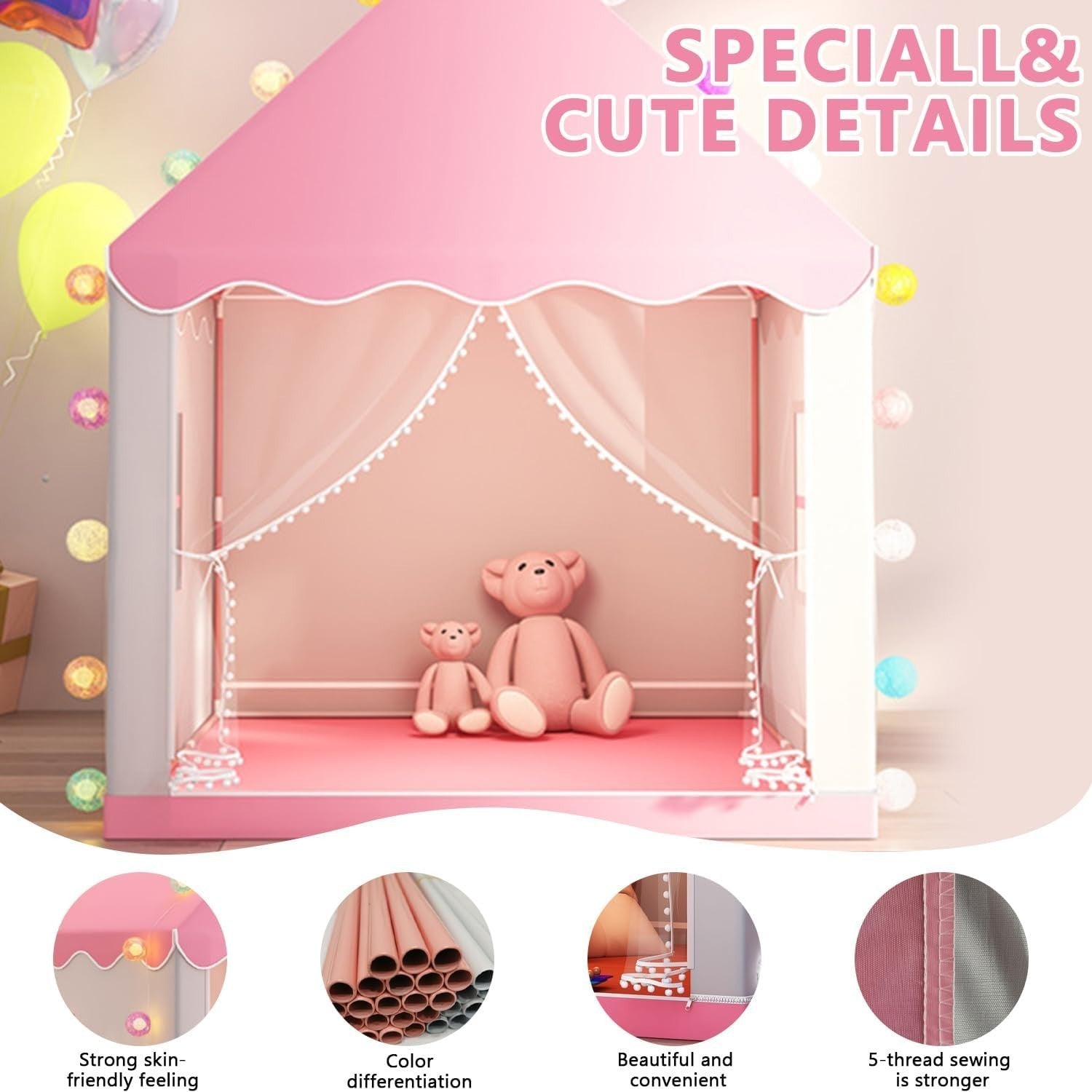 Large Princess Kids Play Tent Indoor w Lights Toddler Playhouse
